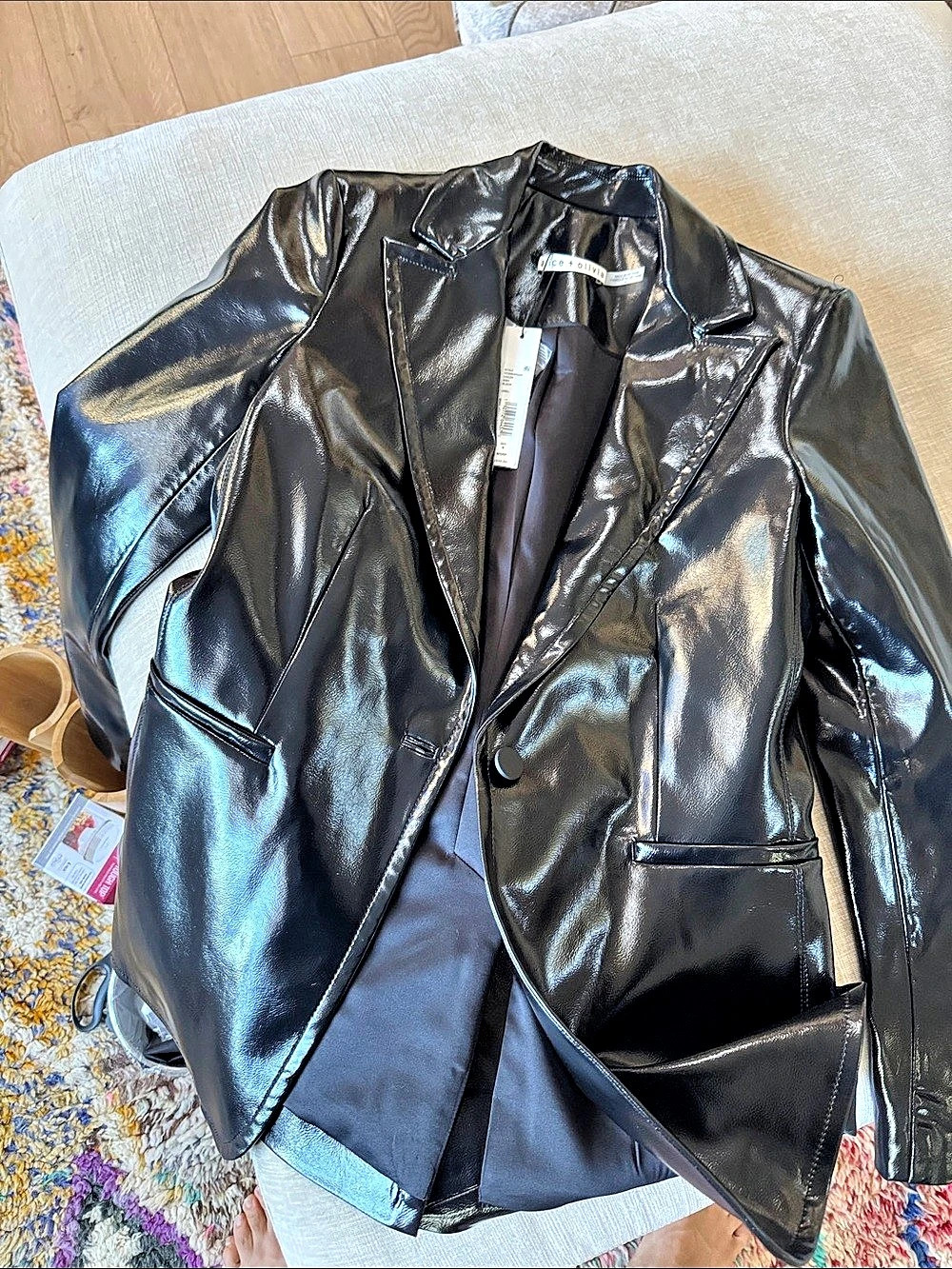 Alice + Olivia Shiloh Faux Leather Jacket Black Size 4 NWT